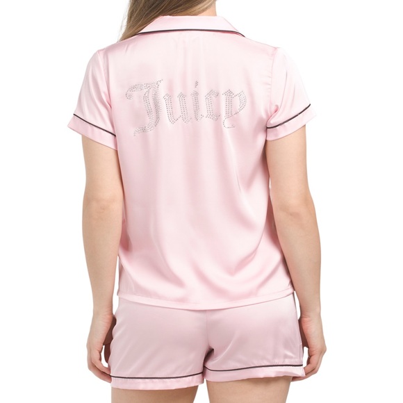 JUICY COUTURE Satin Notch Collar Pajama Set - Picture 2 of 8